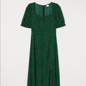 H&M maxi puff-sleeved dress with leg slit